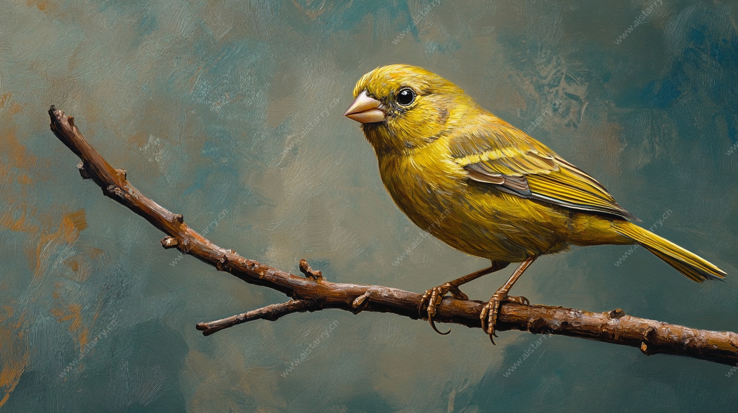 枝头黄雀油画