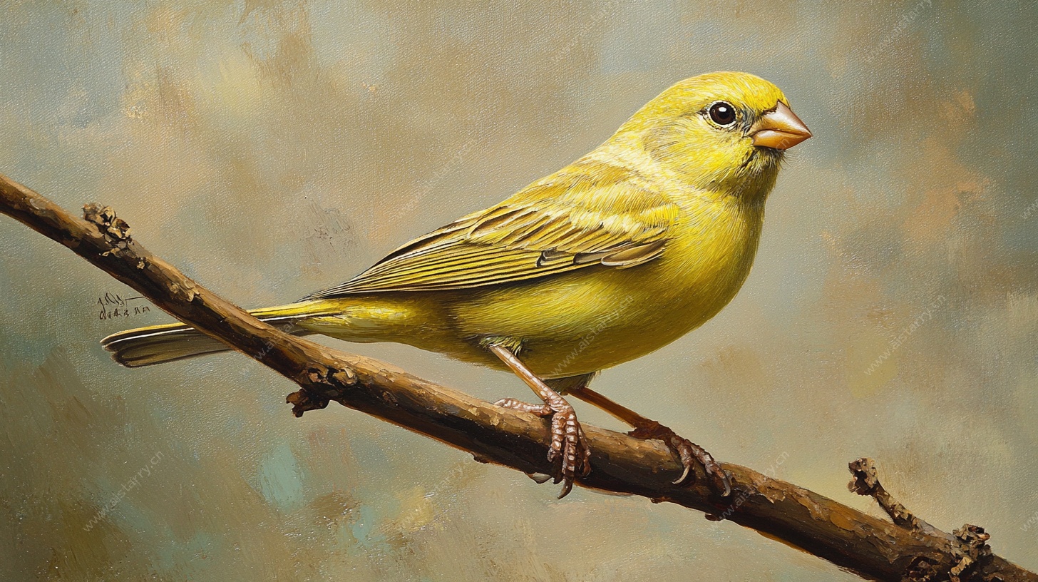 枝头黄雀油画图