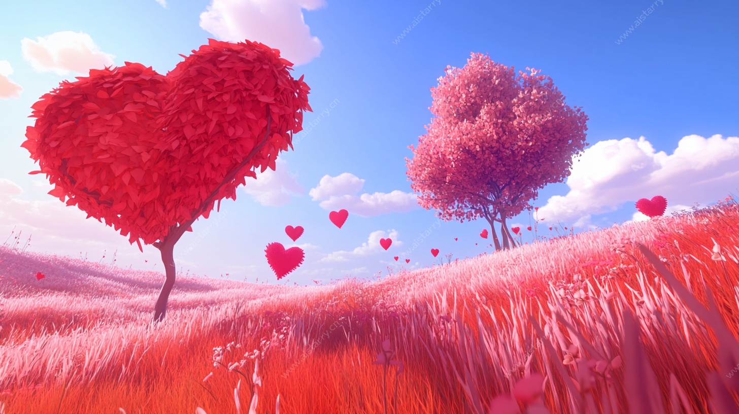 爱心田野浪漫风光图