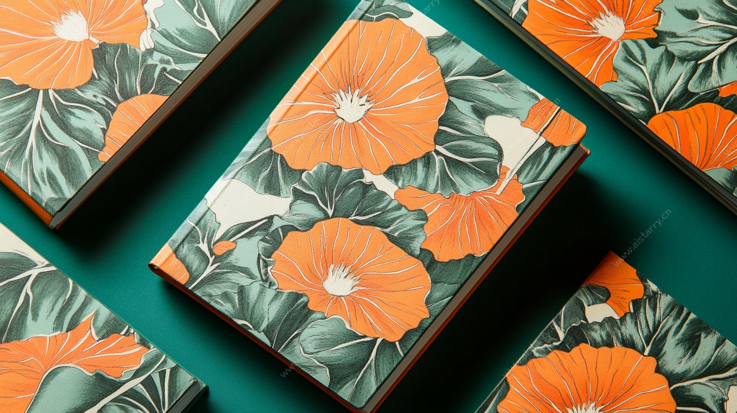 橙色花卉图案书籍封面