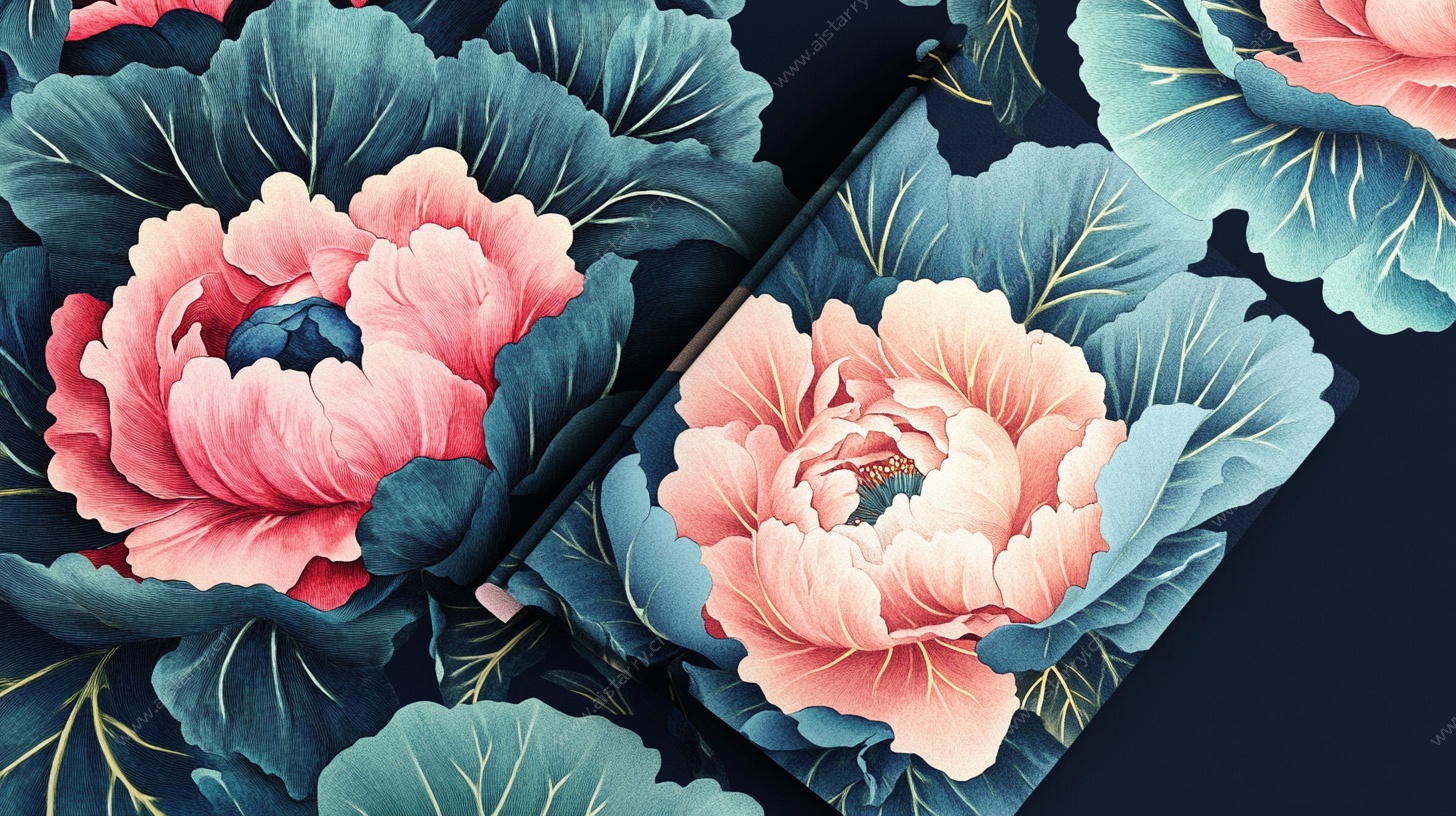 中式牡丹花卉图案设计