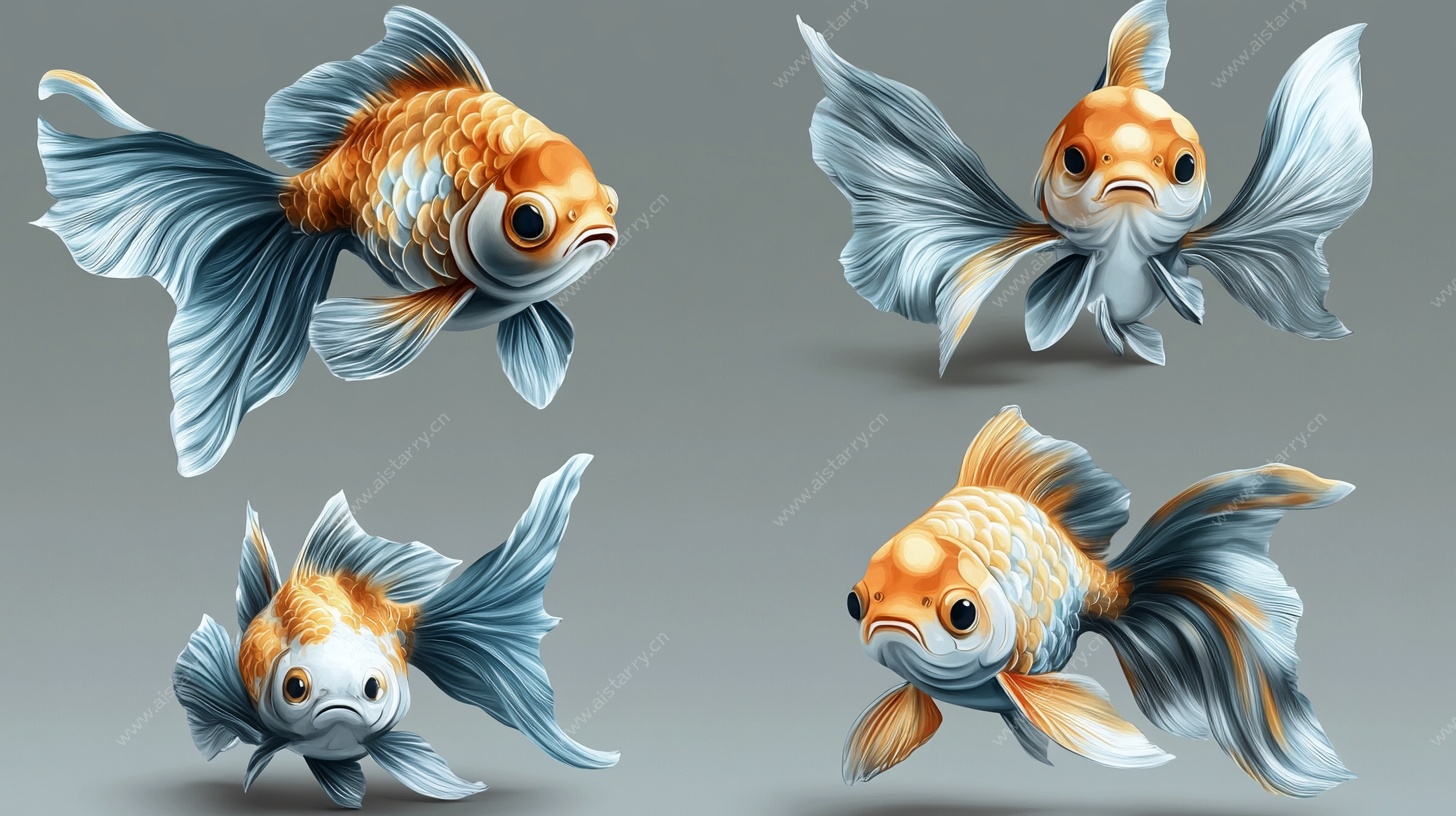 灵动金鱼四视图