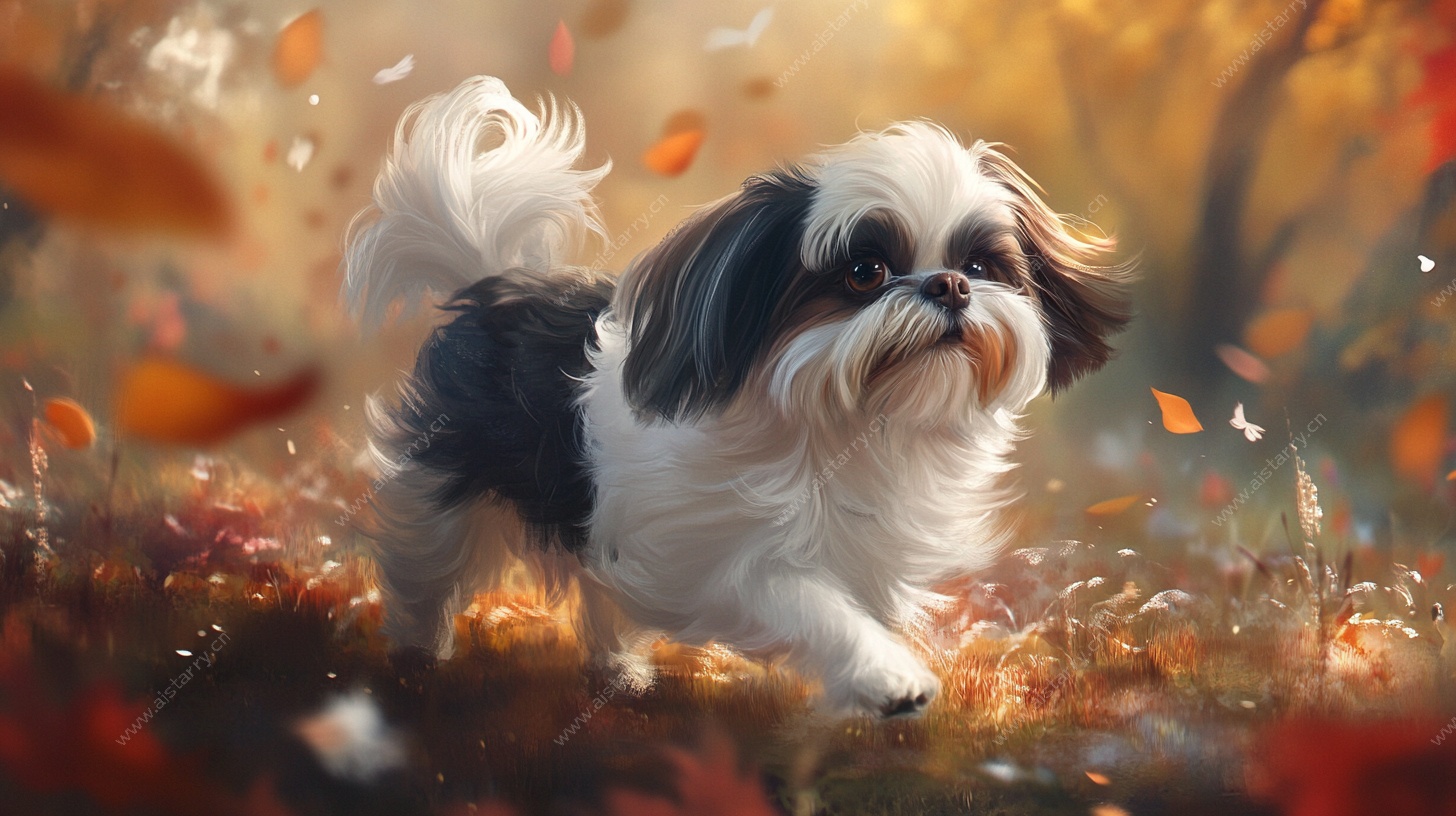 秋日萌宠漫步图