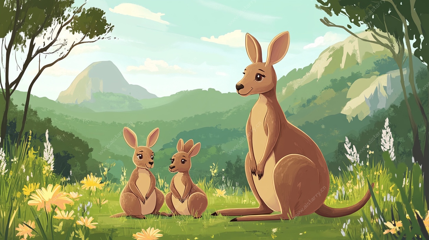 袋鼠一家的自然惬意时光