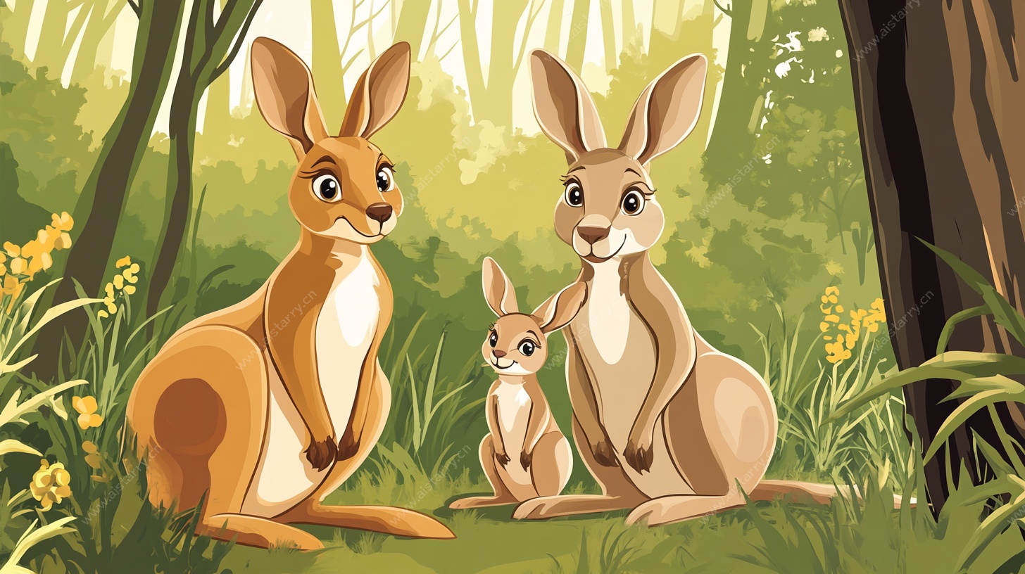 森林中的袋鼠一家