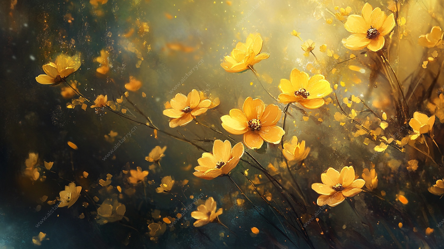 梦幻黄花绽放艺术图景