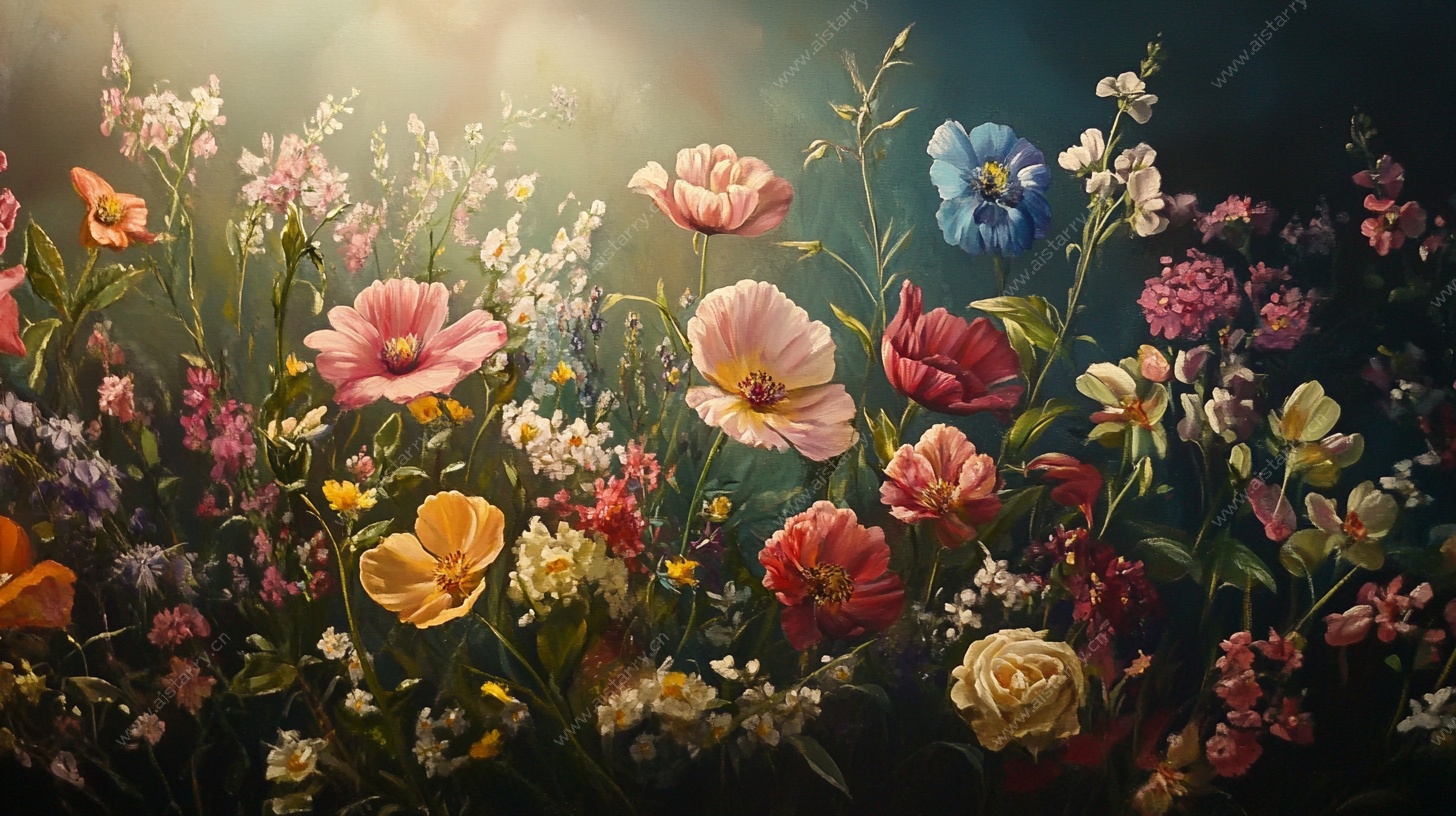 春日繁花油画风景