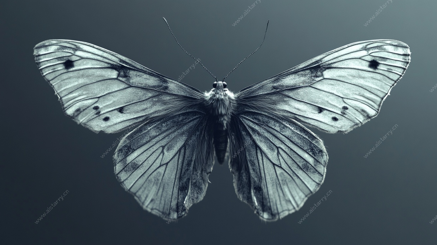 单只灰白蝴蝶特写