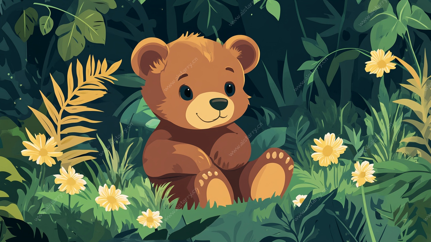 森林中的小熊插画