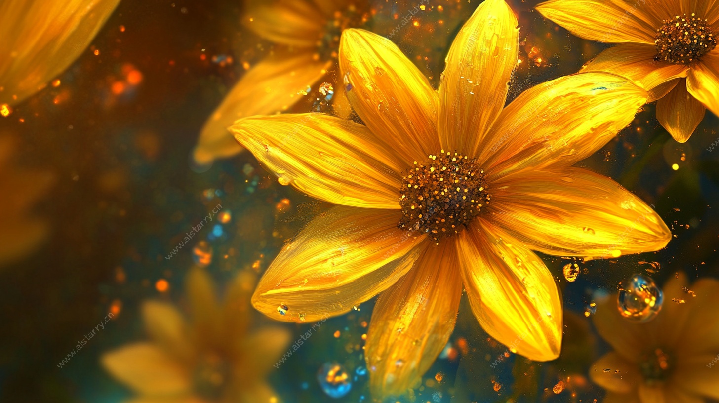 梦幻黄色花朵微观特写