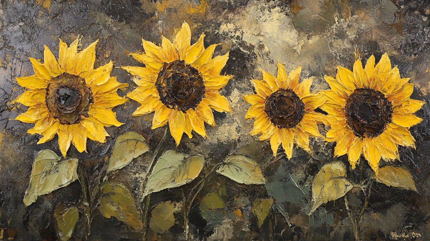 油画向日葵静物图