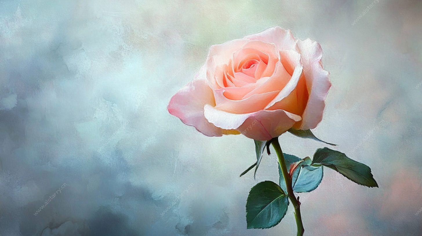 单枝淡粉玫瑰艺术写真