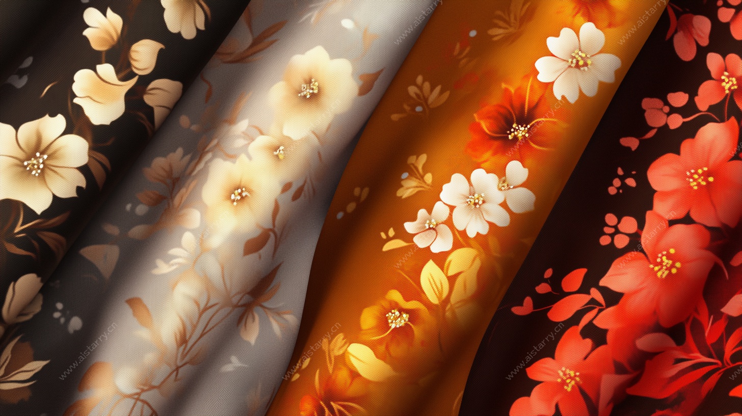 多彩花卉丝绸纹理图案