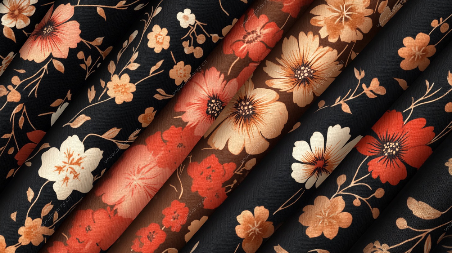 复古花卉图案布料特写