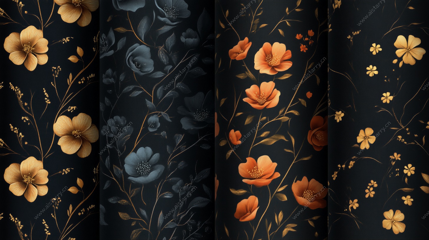 复古花卉图案织物纹理