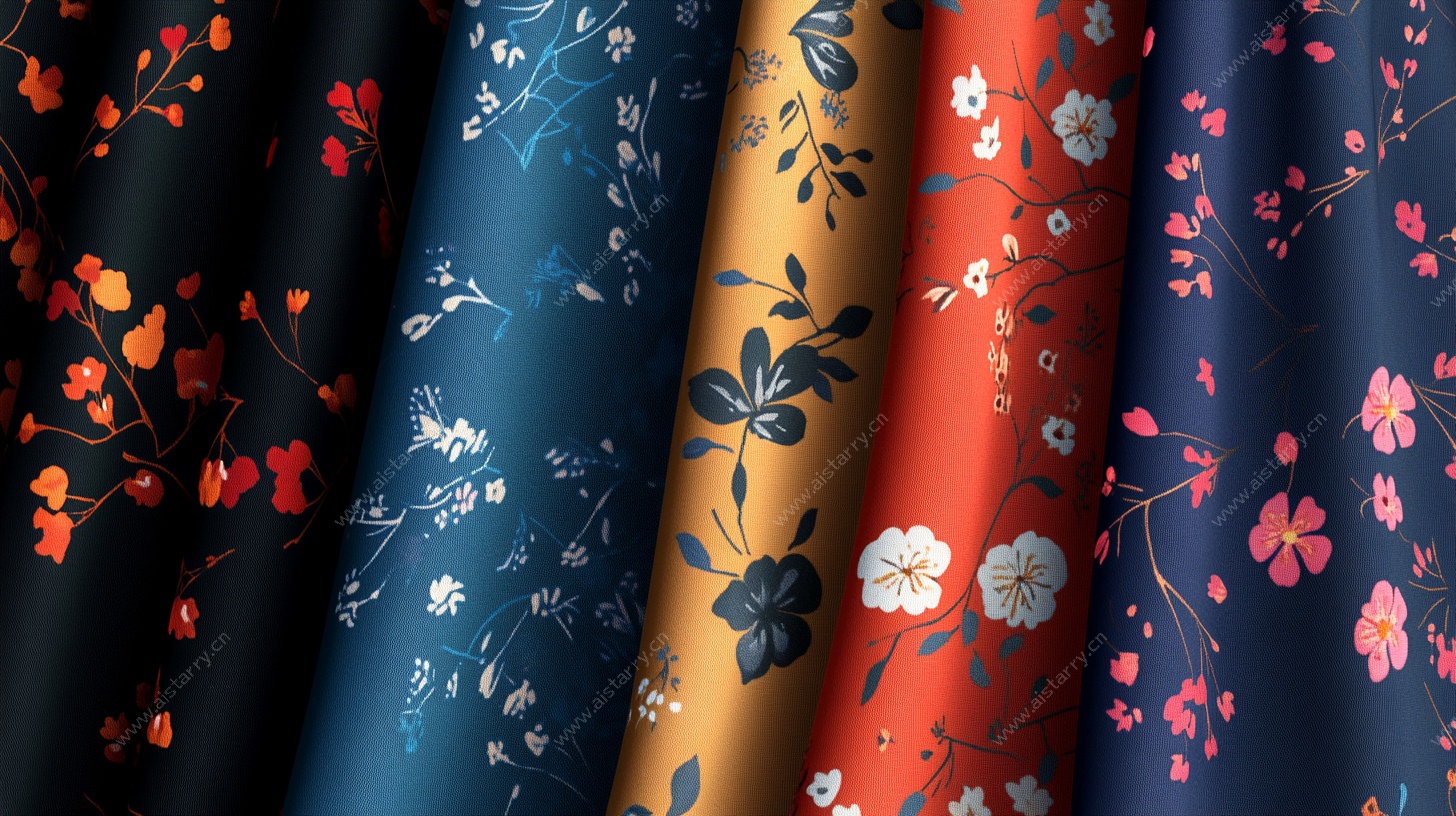 多彩花卉纹理布料图案