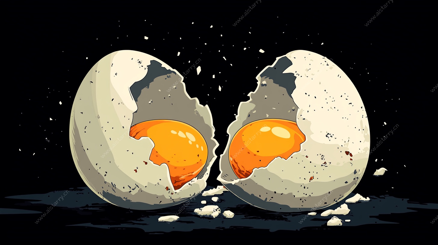 破裂的蛋壳与蛋黄