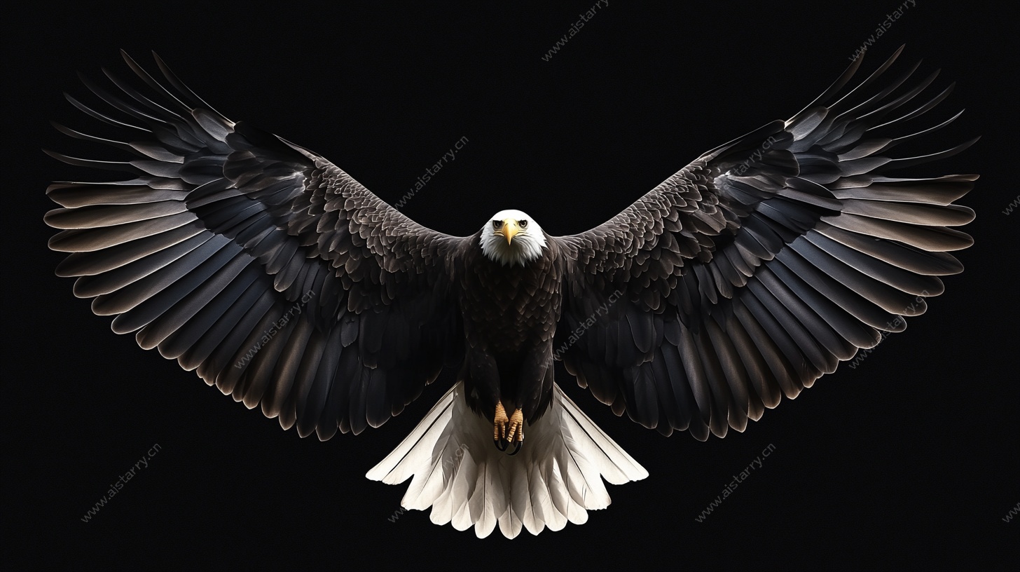 展翅翱翔的白头海雕