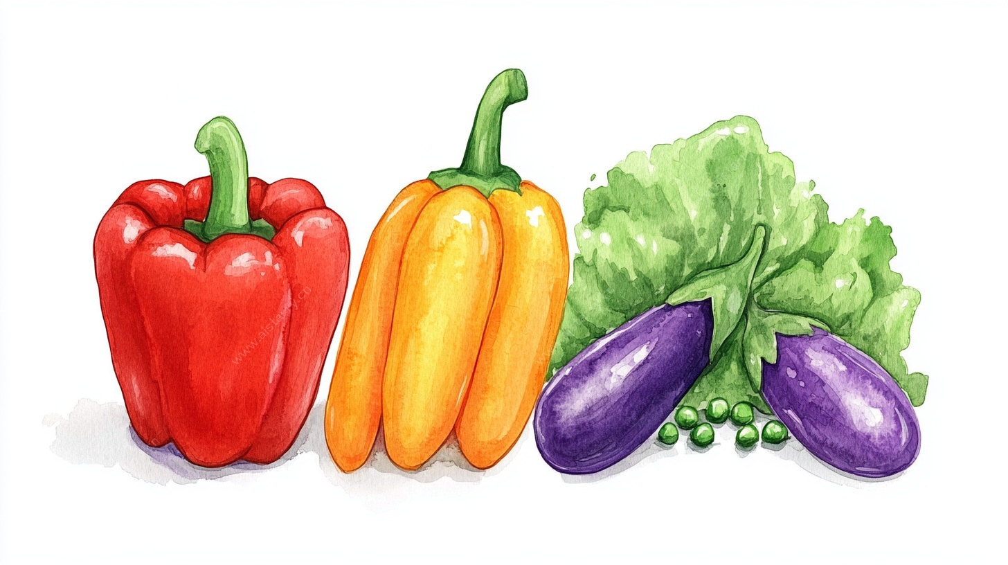 水彩绘多彩蔬菜组合