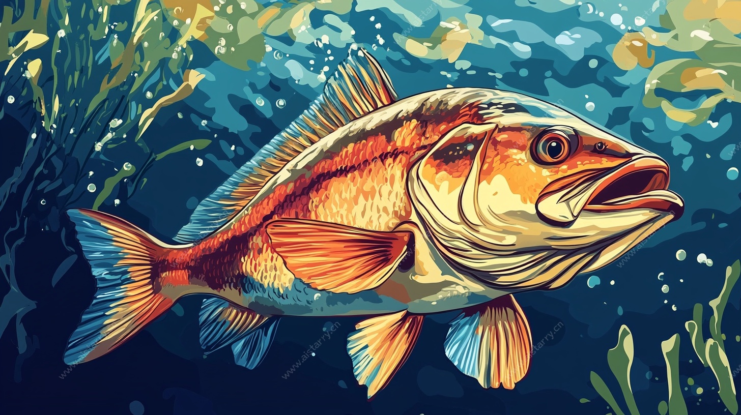 深海斑斓大鱼插画