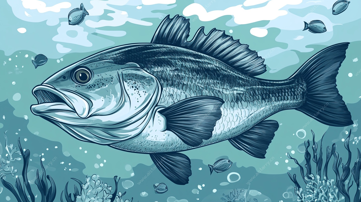海洋中的大鱼插画
