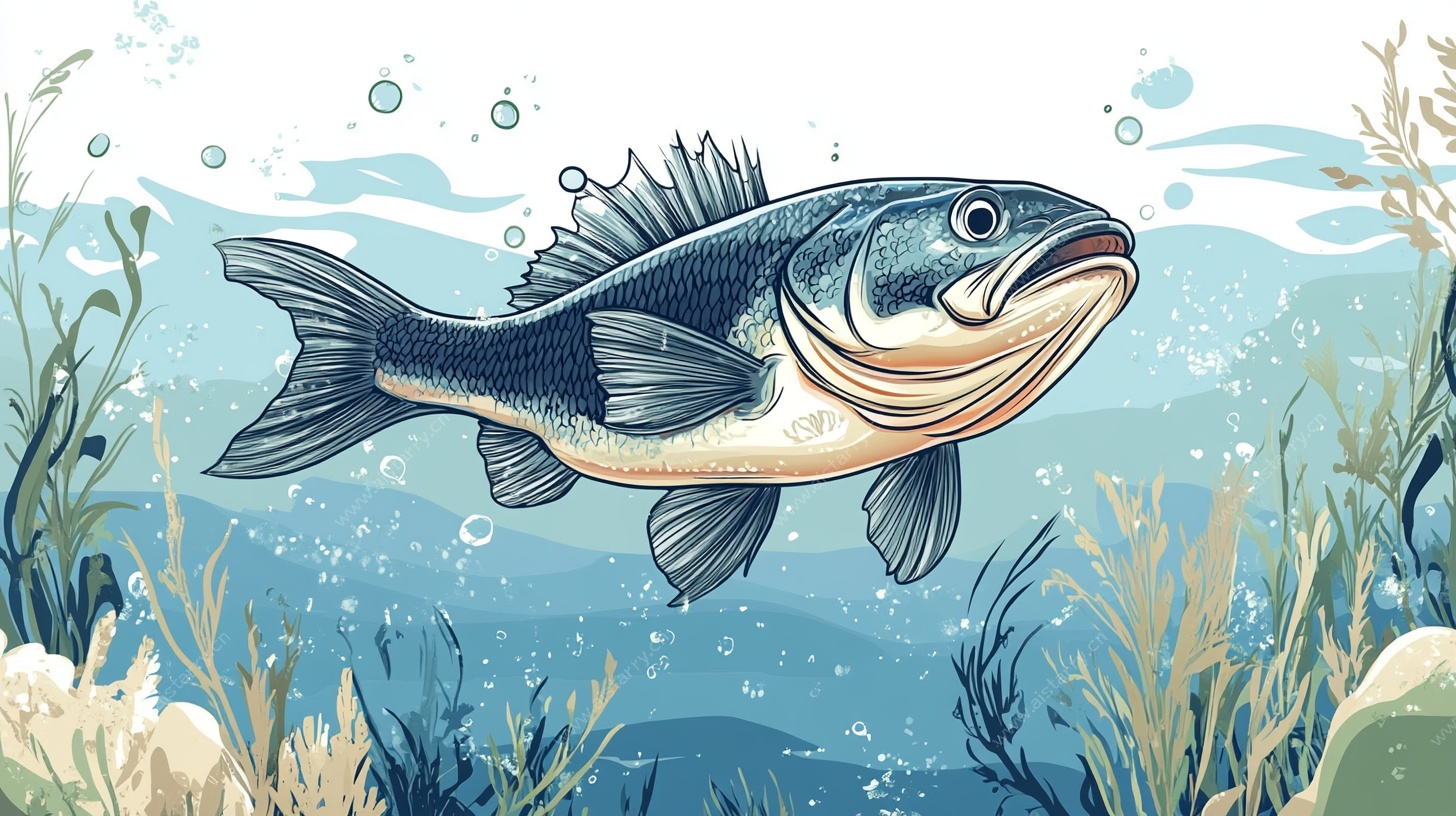 水中鲈鱼插画