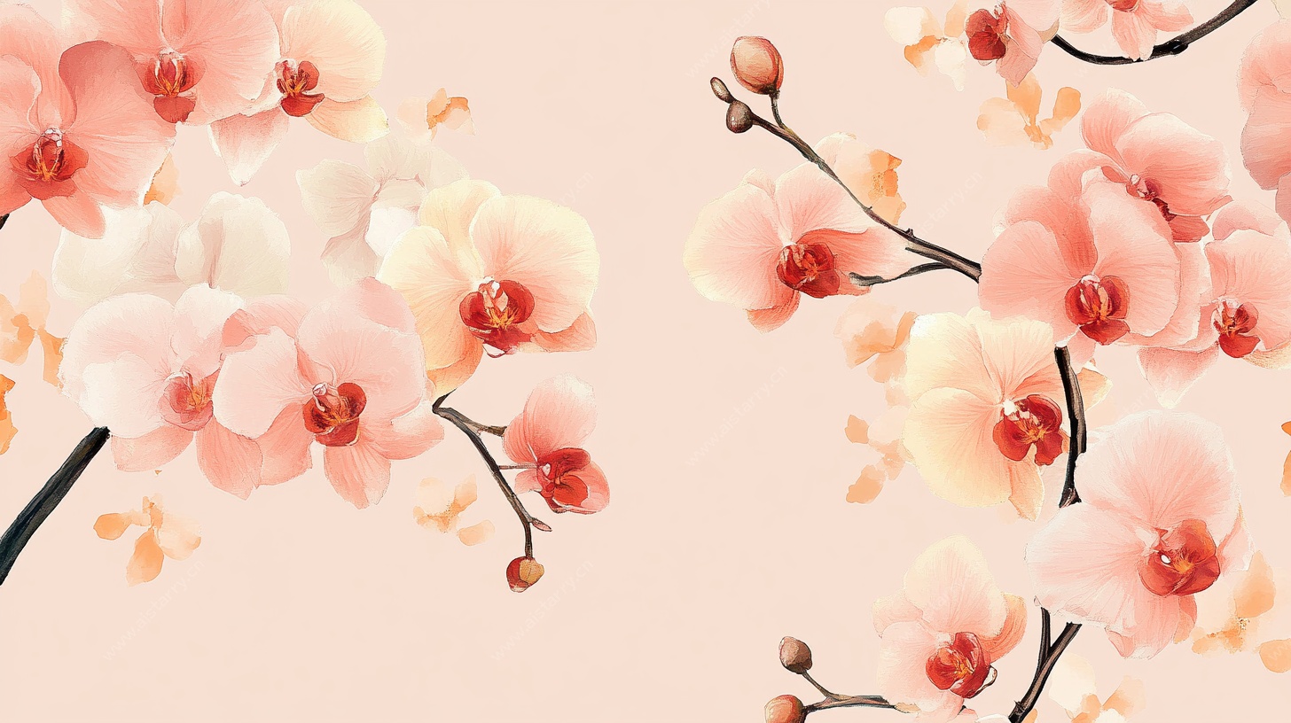 粉色优雅蝴蝶兰花卉插画