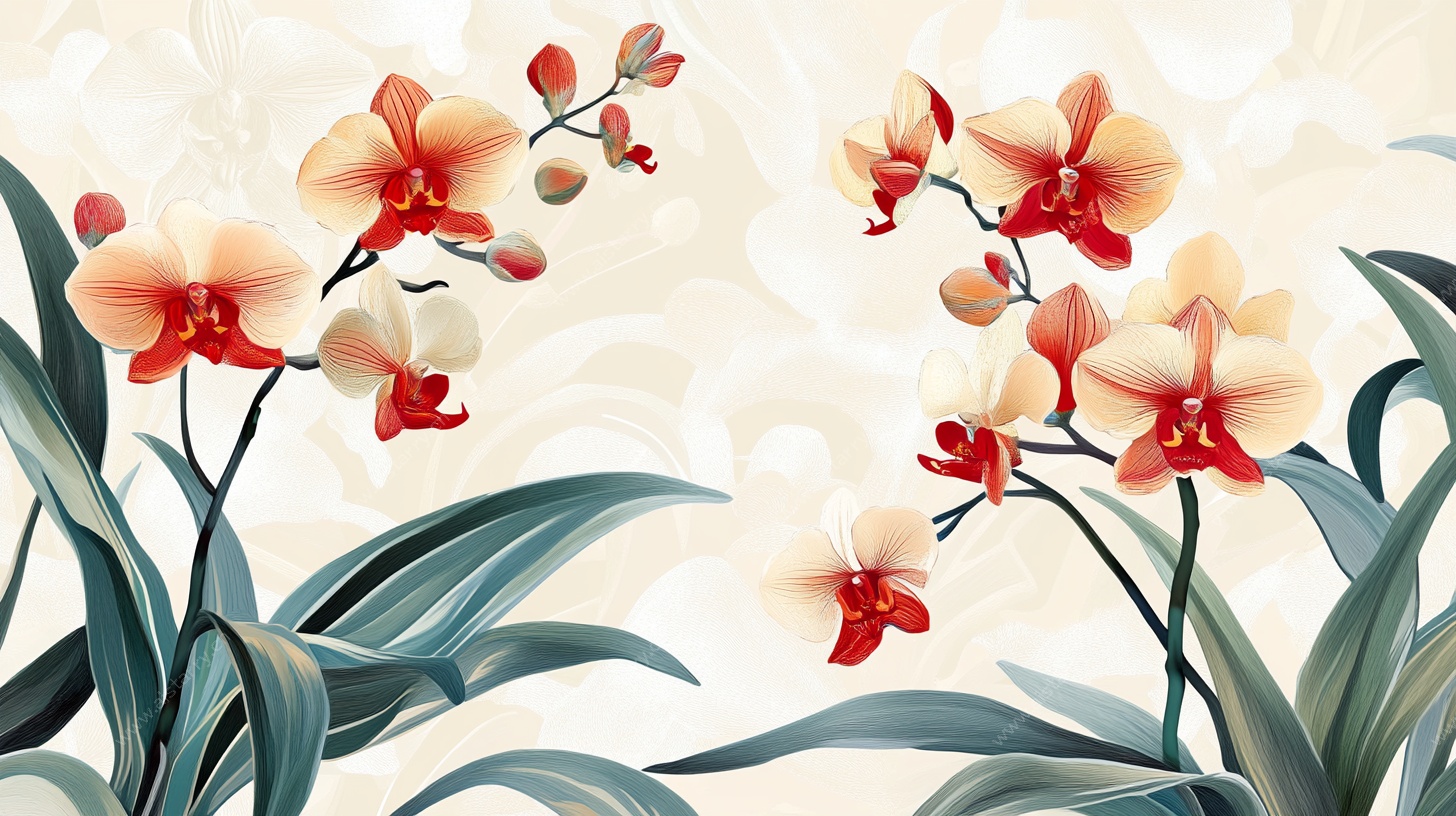 手绘优雅兰花花卉插画