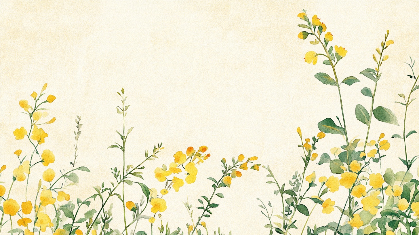 手绘黄色花卉植物边框图