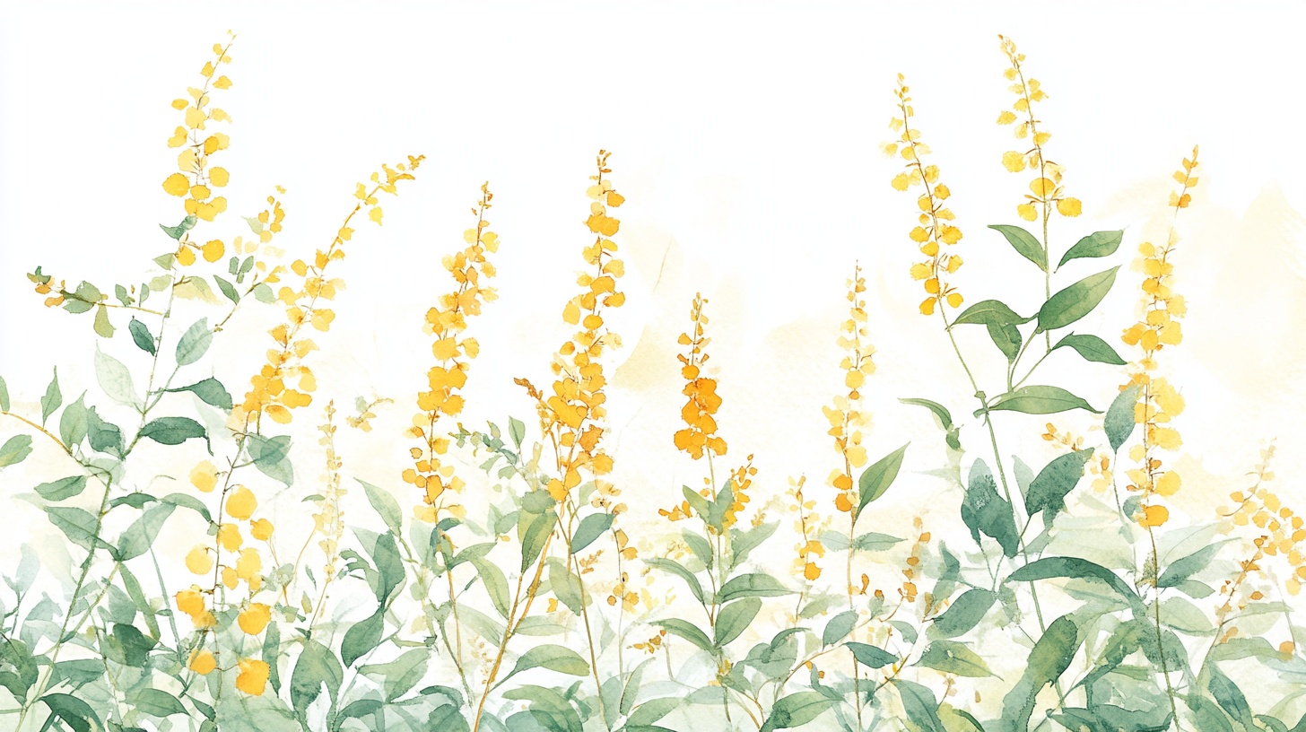 手绘黄花绿植清新插画