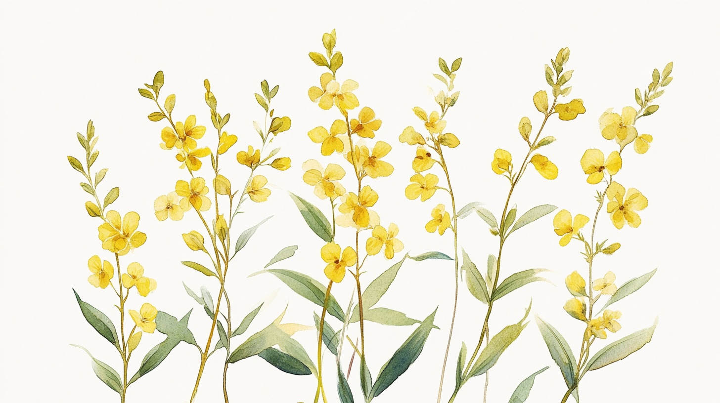 黄色花卉水彩插画