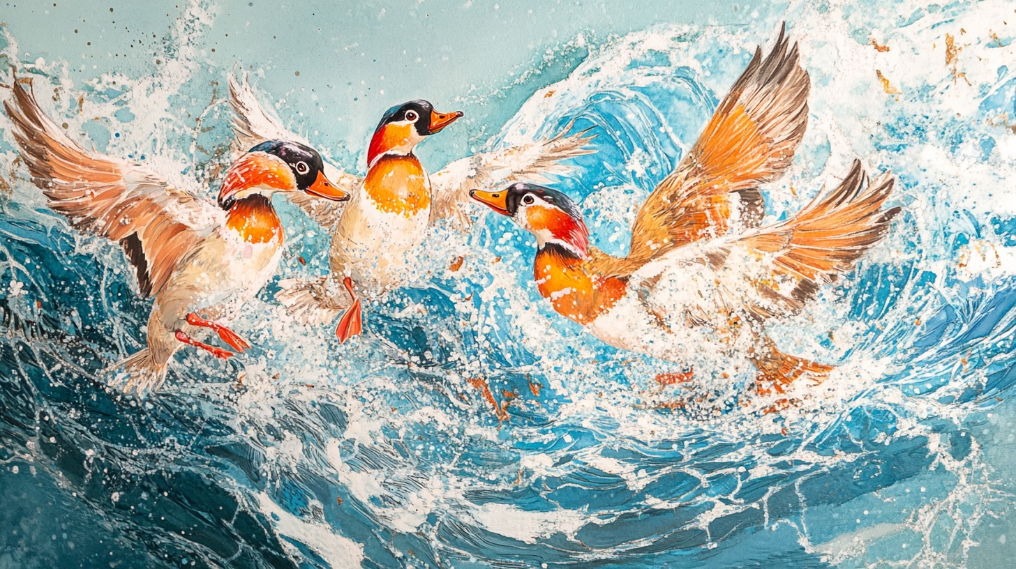 鸳鸯戏水间的灵动瞬间