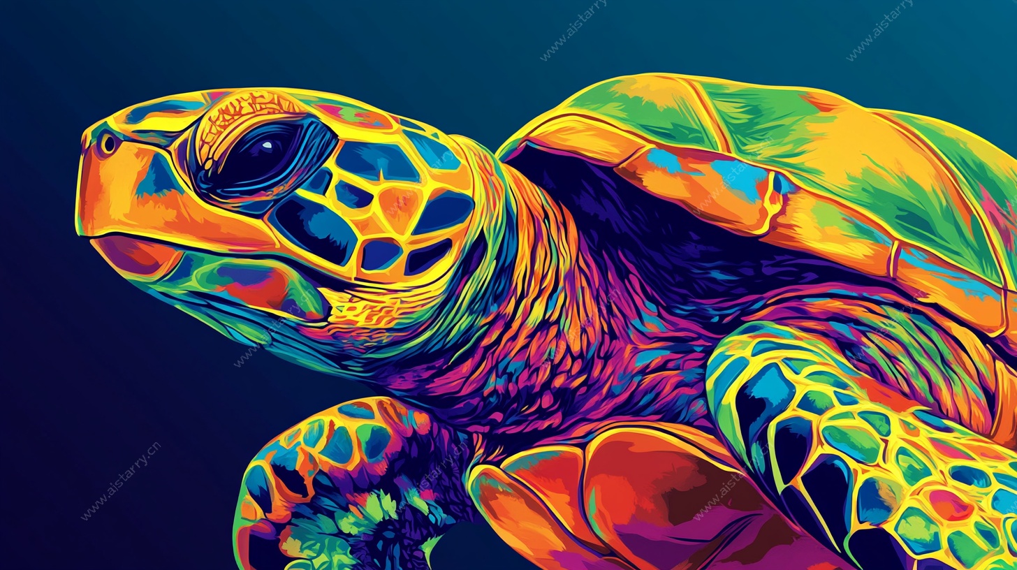 彩色海龟艺术插画