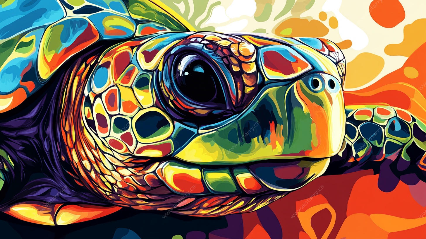 彩色海龟艺术插画