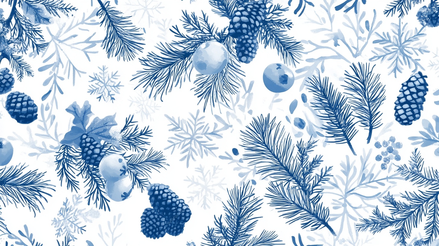 冬日蓝调植物图案背景