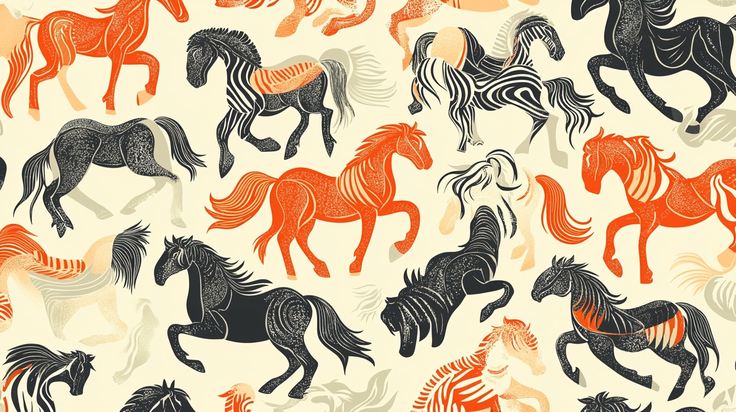 奔跑的多彩骏马图案