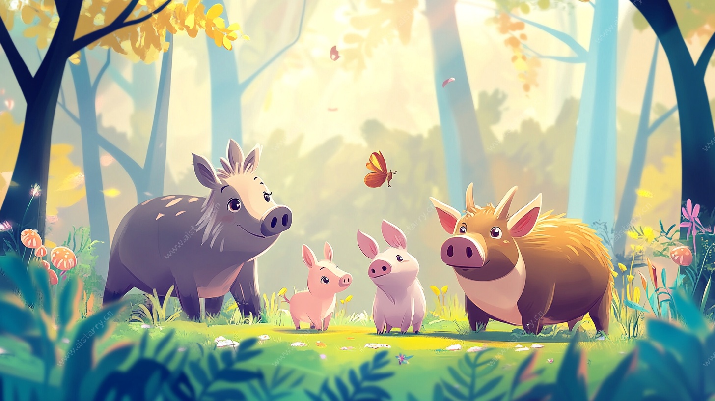 森林中的野猪一家