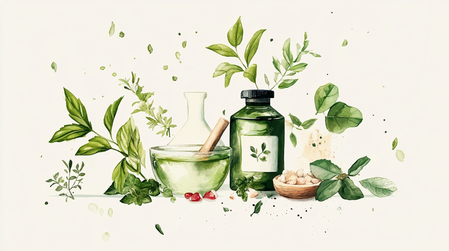 清新草本药剂插画