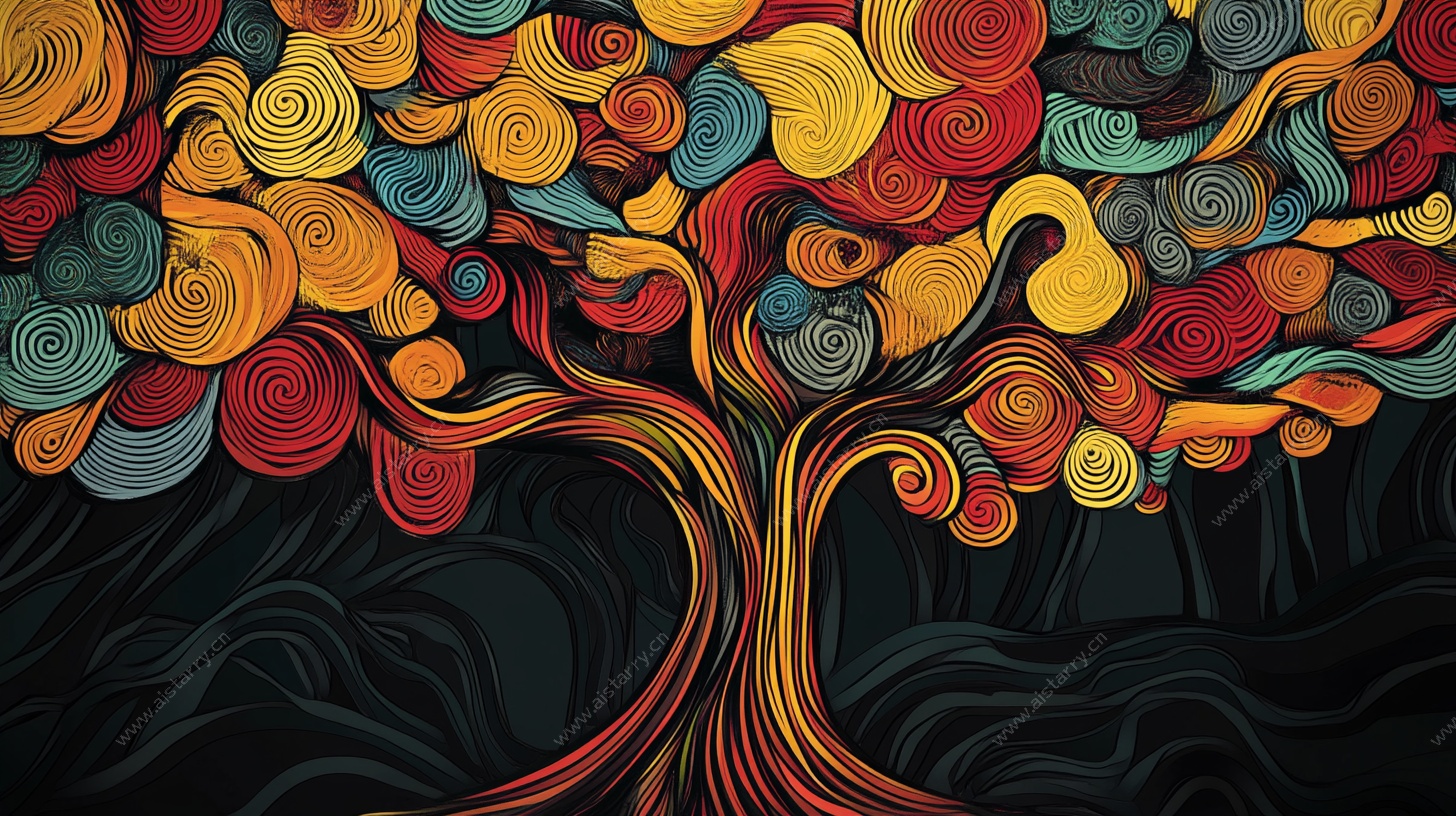 多彩抽象艺术树图案