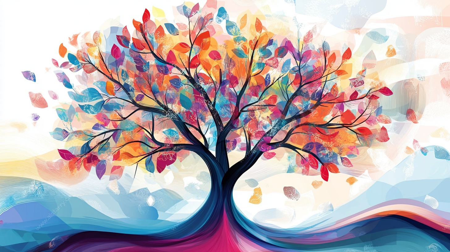 多彩梦幻生命树插画