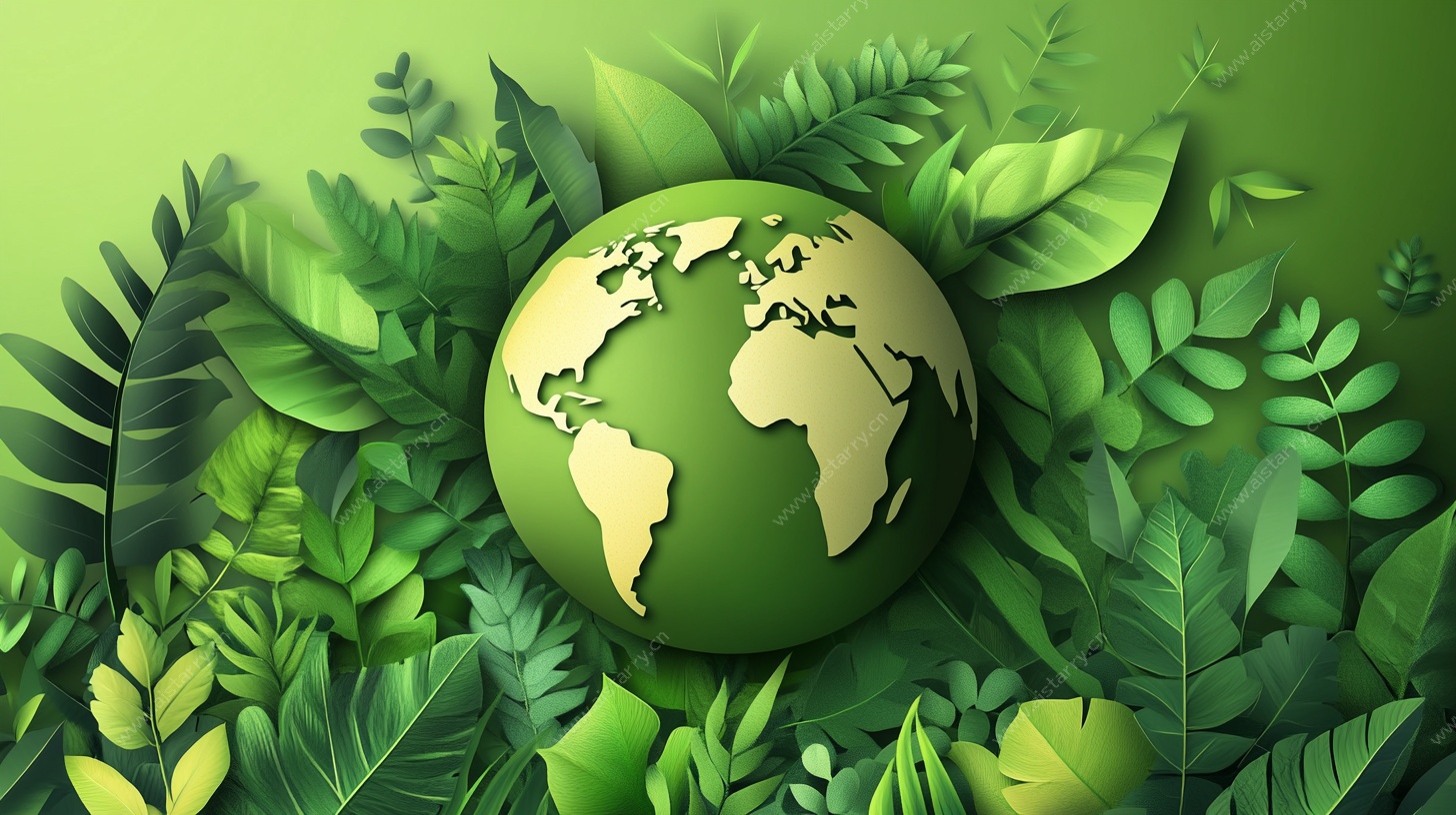绿叶环绕的地球图景