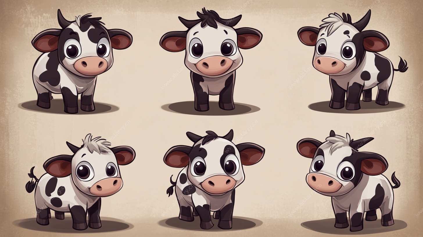 可爱奶牛卡通形象集合