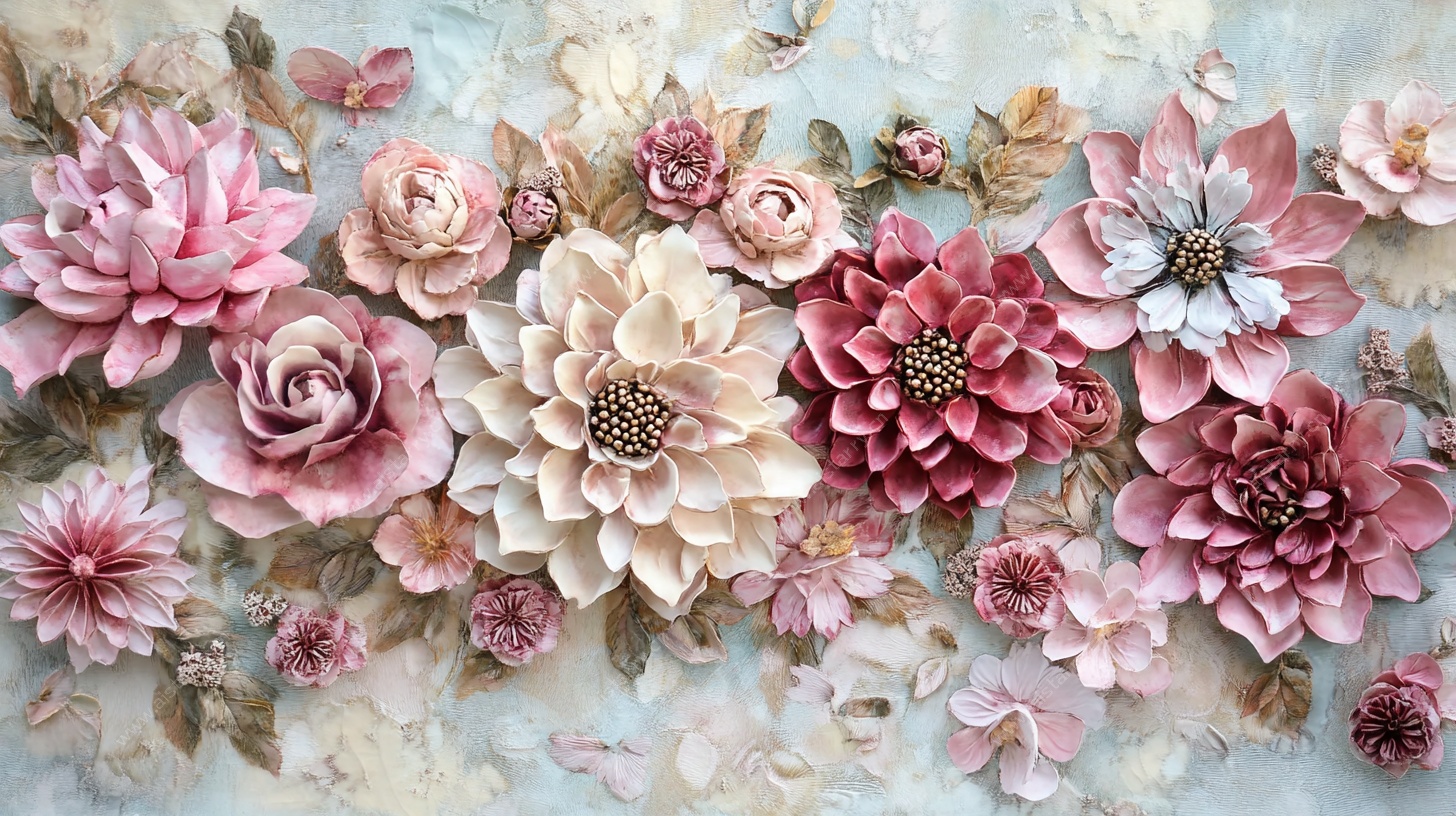 立体花卉装饰墙面艺术