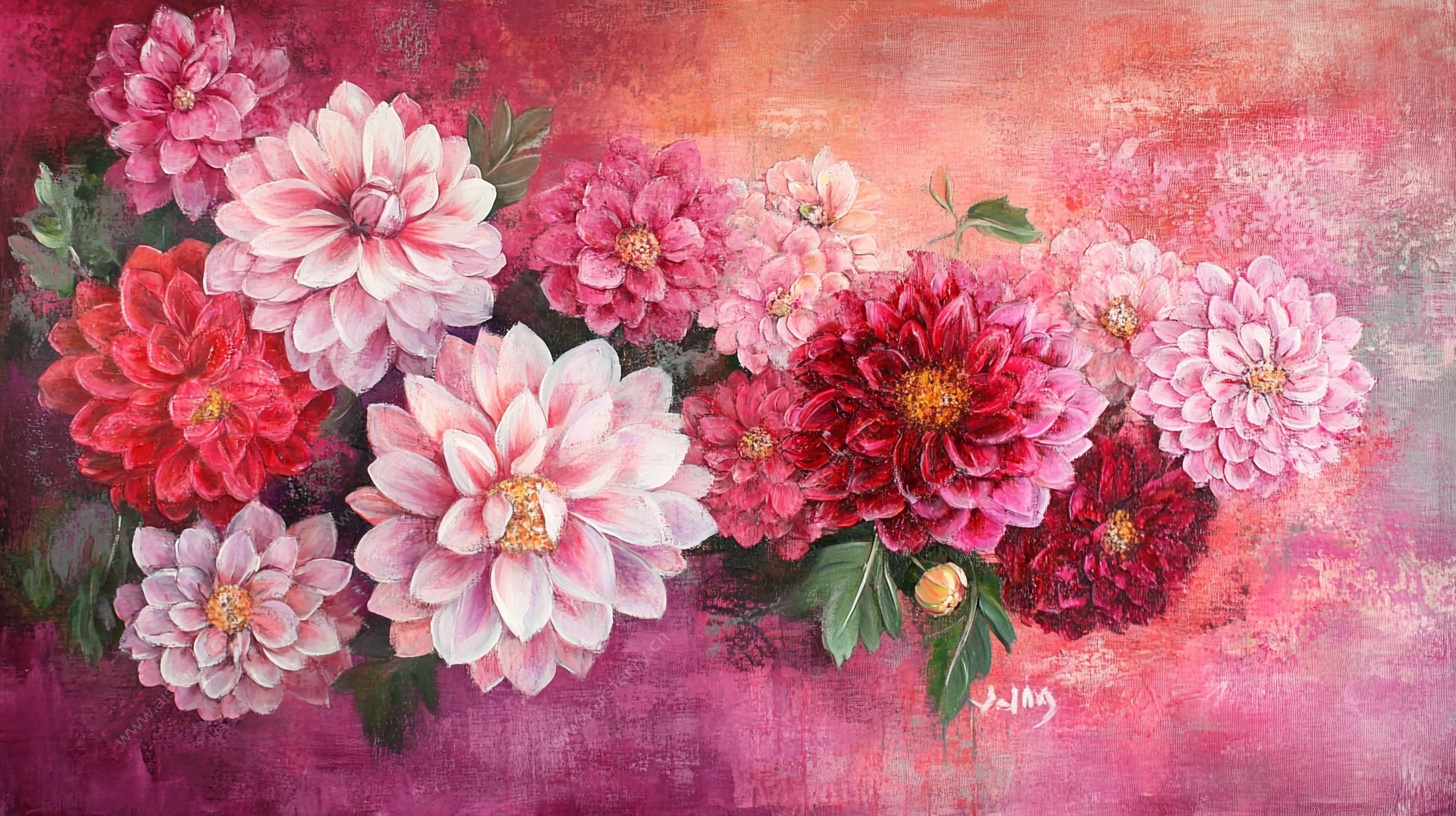 绚丽多彩花卉油画作品