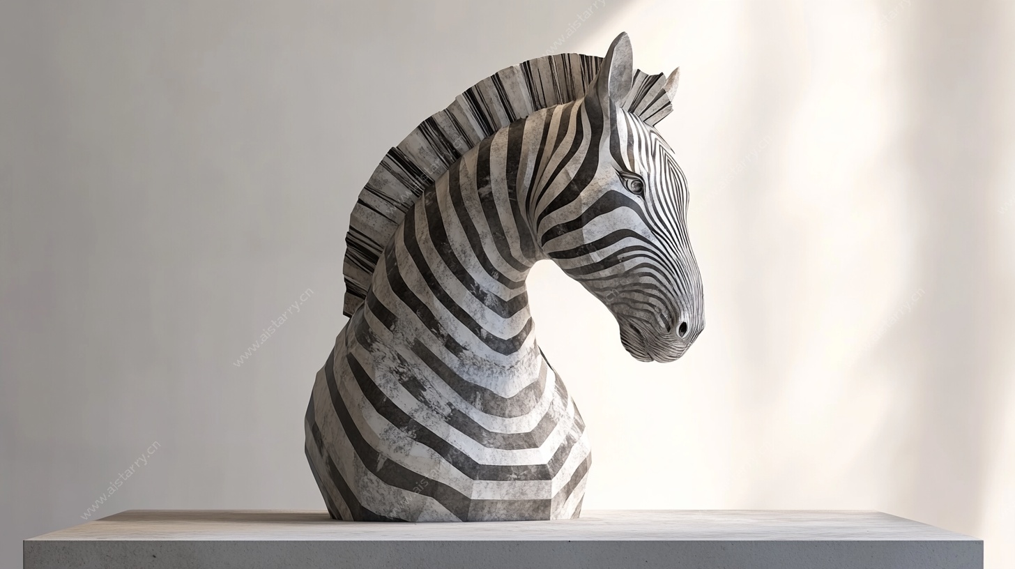 斑马雕塑 简约艺术之美