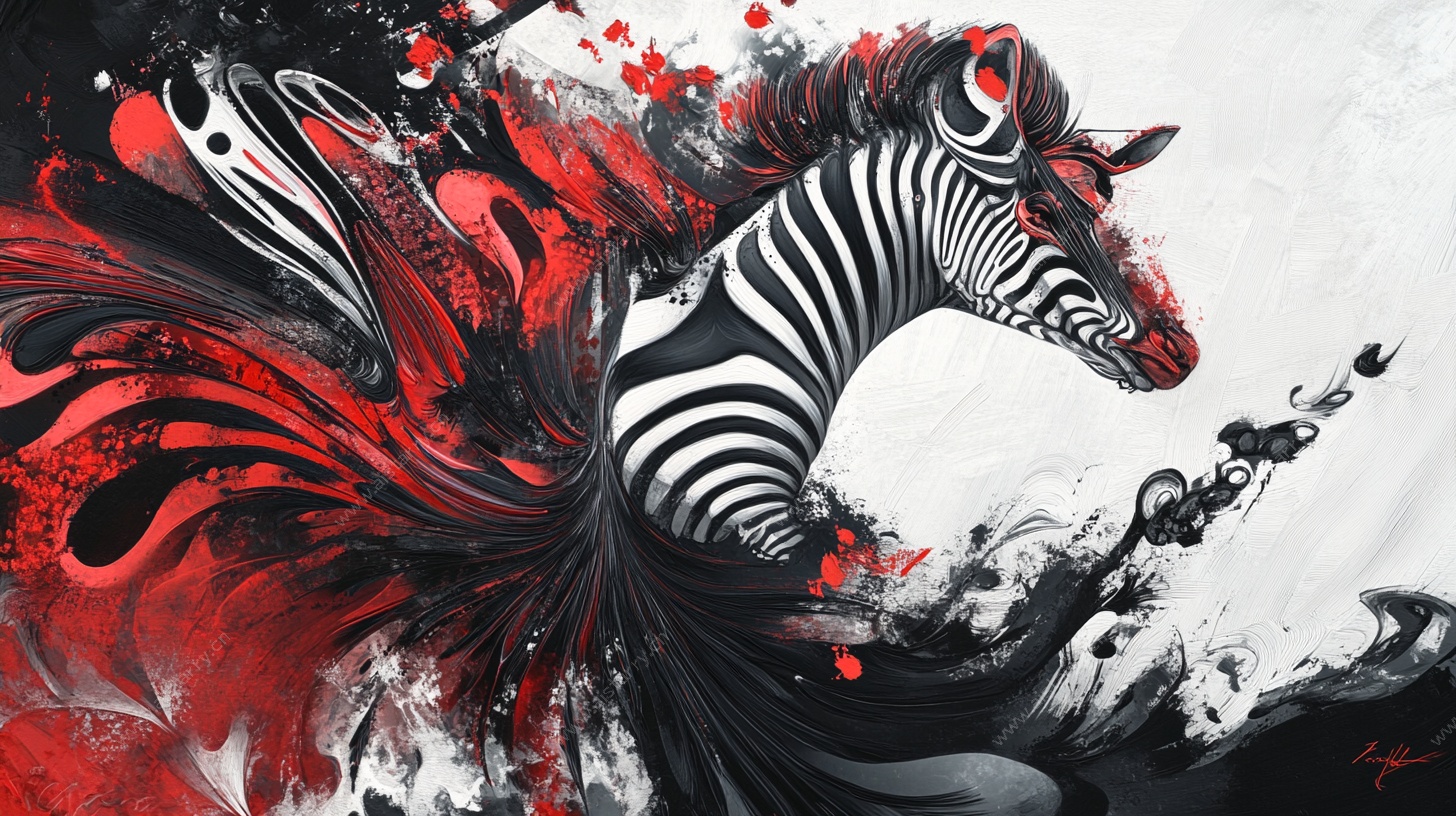 水墨斑马 幻彩奔腾之姿