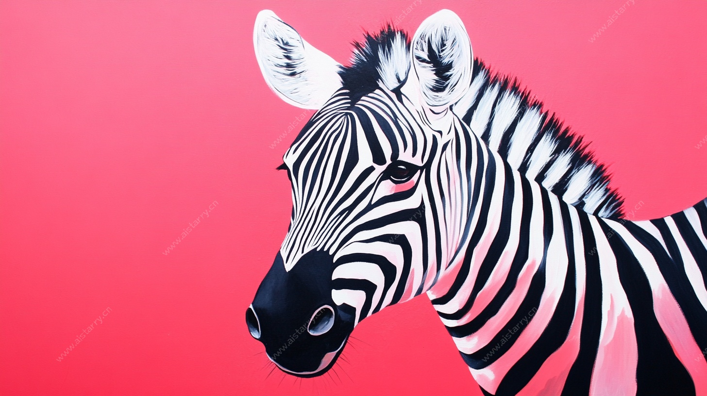 粉红背景斑马肖像