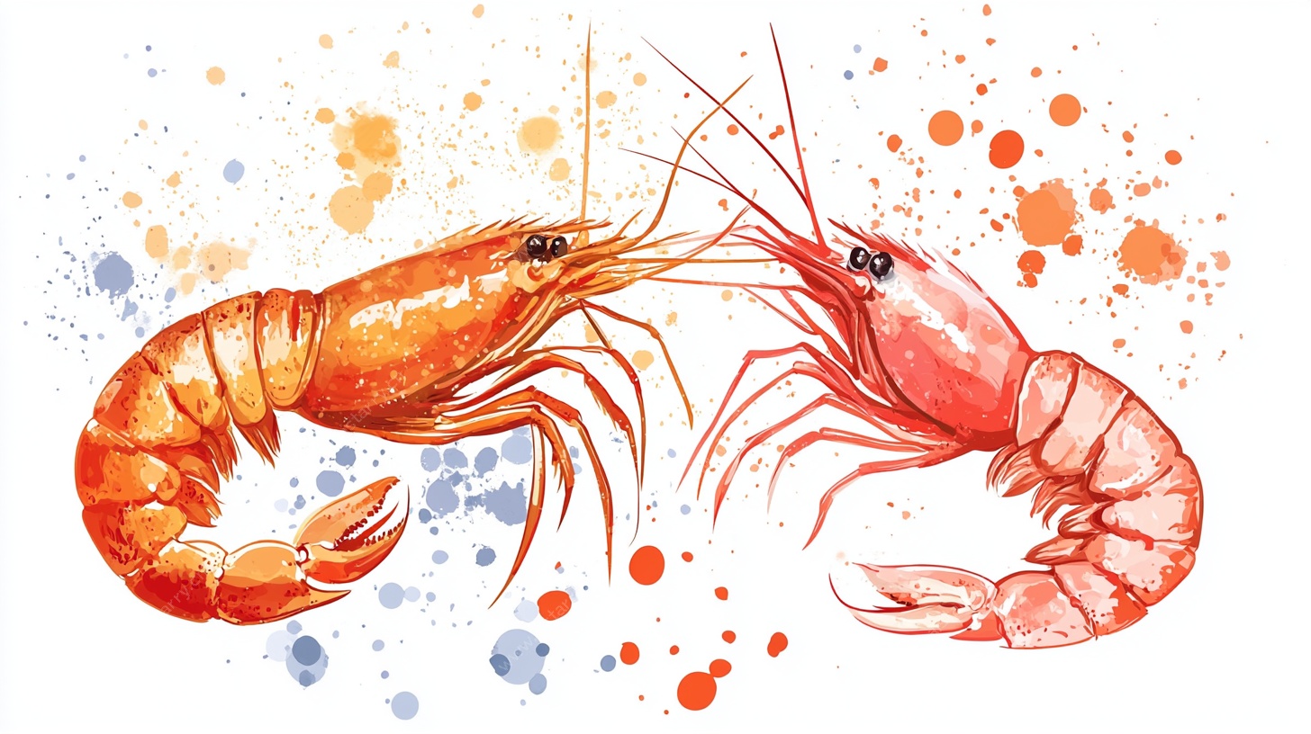 水彩双虾图
