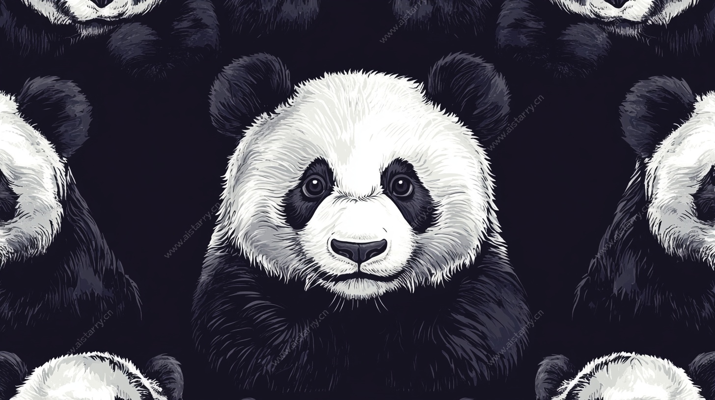 熊猫头像无缝图案设计