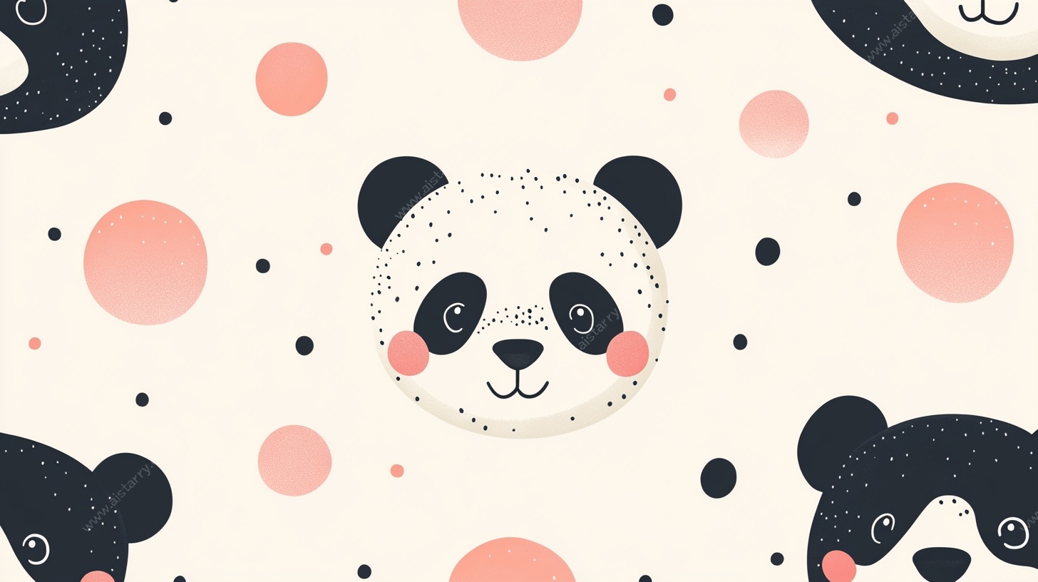 可爱熊猫波点图案背景